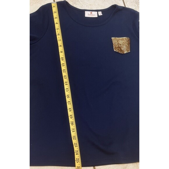 Quacker Factory Women Size L Blue Long Sleeve Sequined Front Pocket - Picture 8 of 11